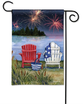 lake view fireworks garden flag     dd-32177