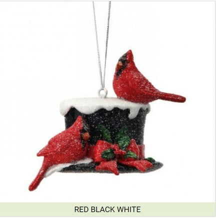 cardinals on top hat holiday ornaments    rg0666261