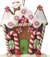 resin gingerbread candy house holiday ornaments    rg0367932 2) rg0367932-rw red & white candy cane gingerbread house