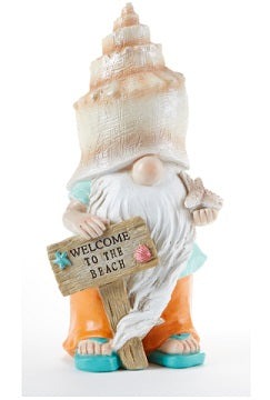 Beach Gnome with Shell Hat & Welcome Sign   DL094366-5
