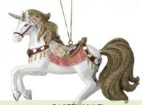 fancy unicorn holiday ornaments    rg0766830 2) rg0766830-b    white tail & white with dark pink sadle and brown tail
