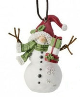 resin sweet snowmen holiday ornaments    rg0568446 1) rg0568446-g   one snowman bearing gifts