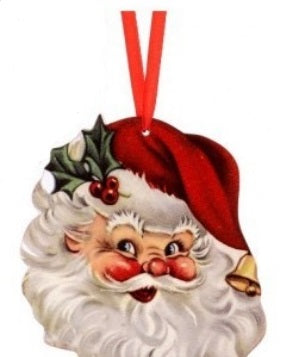 santa face holiday ornaments      rg0259905 2) rg0259905-b  santa face with bell