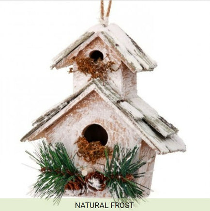 wood frosted birdhouse holiday ornaments    rg0665166