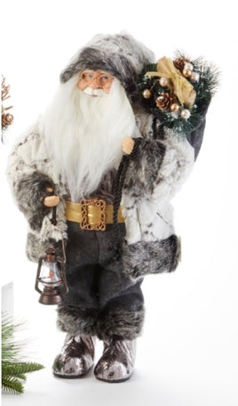 standing fur jacket santa w/ lantern 18"   dl145674-0