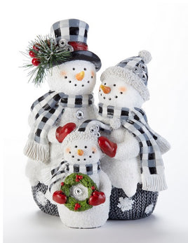 black/white check snowman family   dl115707-1