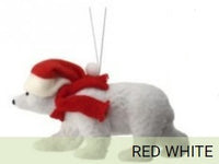 flocked polar bear holiday ornaments    rg0467913 3) rg0467913-wlk   one polar bear walking