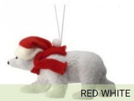 flocked polar bear holiday ornaments    rg0467913 3) rg0467913-wlk   one polar bear walking