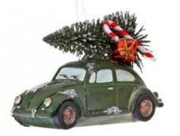 retro vehicle w/trees holiday ornaments   rg0758620 1) rg0758620-gc   green bug car