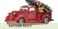 retro vehicle w/trees holiday ornaments   rg0758620 2) rg0758620-t    red old pickup