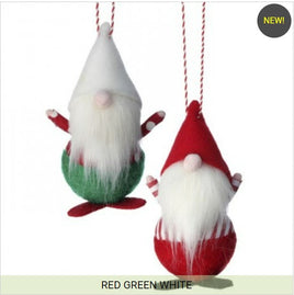 striped & polkadot gnome holiday ornaments    rg0469409 3)rg0469409b  set of two hanging gnome ornaments