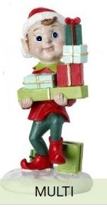 elves with toys and gifts figurines    rg1168414 3) rg1168414-g   elf with lots of gifts in red shirt