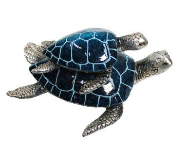 mom & baby resin turtle w/silver 6 1/2"       cb1073003