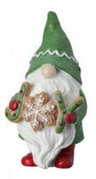 three gingerbread resin christmas gnomes    rg0968369 2)  rg0968369-gh  green hat gnome with snowflake cookie