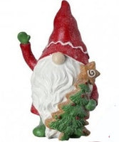 three gingerbread resin christmas gnomes    rg0968369 1) rg0968369-rh   red hat gnome with tree