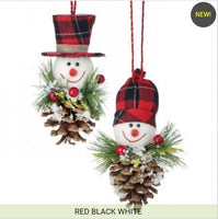 snowmen head on pine cones holiday ornaments    rg0668782