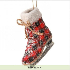 frosted checkered skate holiday ornaments    rg0864512 1) rg0864512-red  single red & white skate