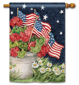 geraniums with flags standard flag  28" x 40"                sd-91851