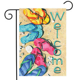 Welcome Flip Flops at the Beach Garden Flag