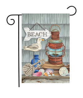 Beach Decor with Shells, Sea gulls and more garden flag