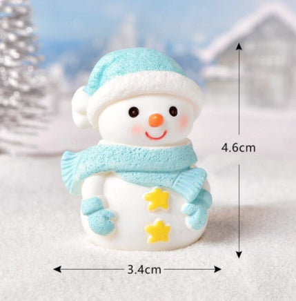 miniature snowman with blue hat                blue snowman