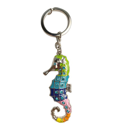 keychains - multi colored seahorse with jewels   f5029-3