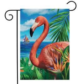 Flamingo in paradise garden flag