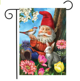 gnome in garden garden flag        gf4-9718