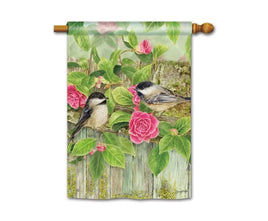 garden chickadees standard flag                  sd-92137