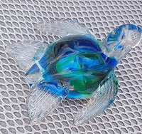 green/blue glass sea turtle 4"      cb0668530g