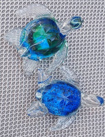 green/blue glass sea turtle 4"      cb0668530g