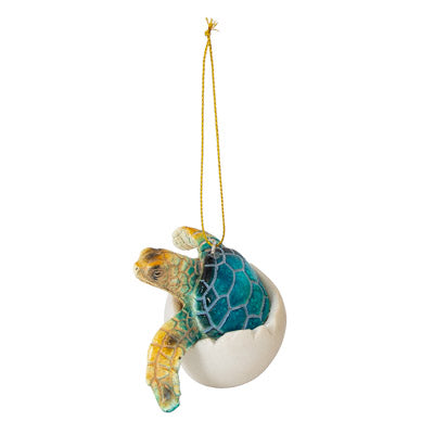 hanging blue resin hatchling sea turtle ornament   x-512-4