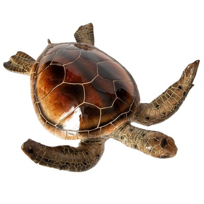 large brown polystone sea turtle 22"          ww-80558b