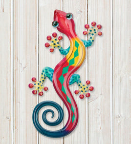 red green gecko metal wall decor 8"  ra0513017