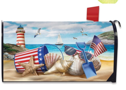 patriotic beach mailbox cover       mc5-9807