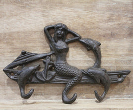 mermaid with dolphins hooks   h-1036-3