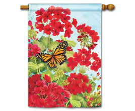 red geraniums standard flag                  sd-91664