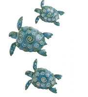 sea turtle metal wall decor - set of 3     ra10s599