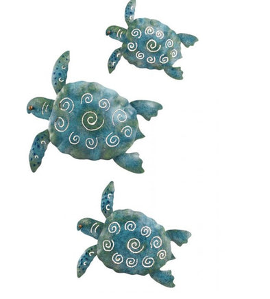 sea turtle metal wall decor - set of 3     ra10s599