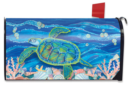 Sea Turtle Swimming Mailbox Cover