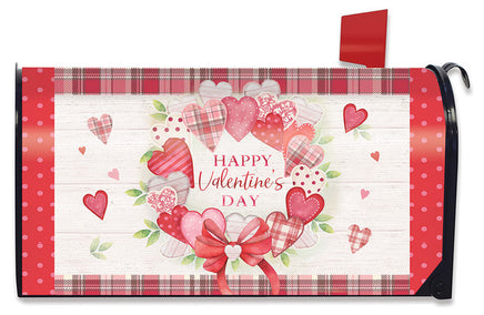 Valentines with Hearts Wreath Mailbox Cover    