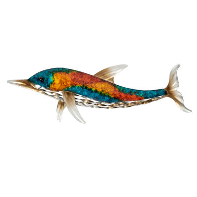 colorful metal wall dolphin    w-2633-12