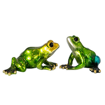 metallic looking green frogs 4"  set of 2    ww-576-4