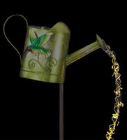 solar watering can with hummingbird garden stake   r2012132