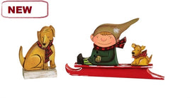 wood elf on sled and dog seasonalty     sd-10se018